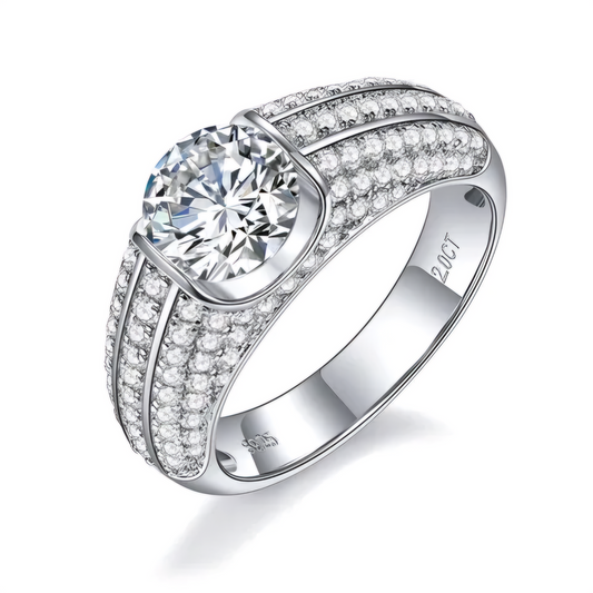 Classic Moissanite Engagement Ring in Sterling Silver