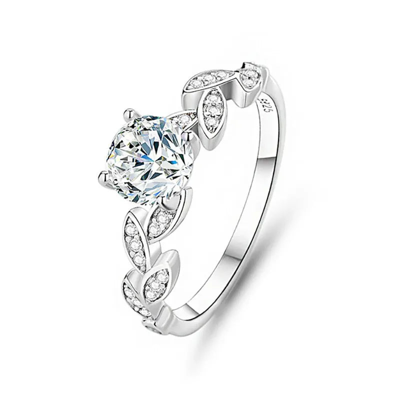 Brilliant-Cut Engagement Ring with Petal Design