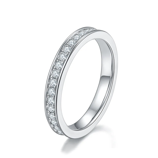 Moissanite Round-Cut Band Ring