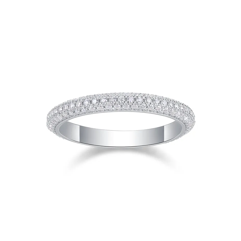 Moissanite Round-Cut Band Ring