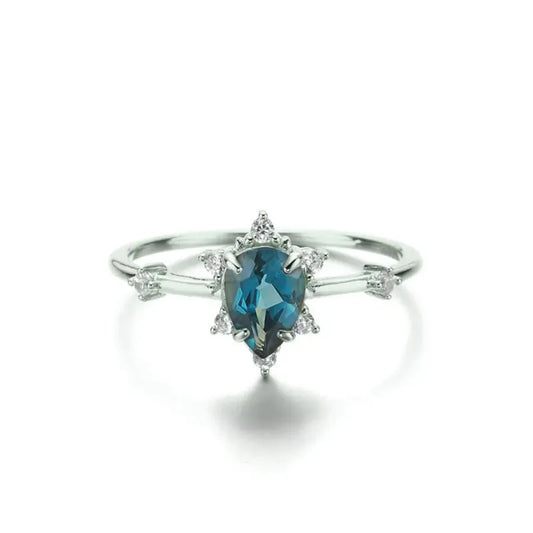 Pear-Cut Blue Ring