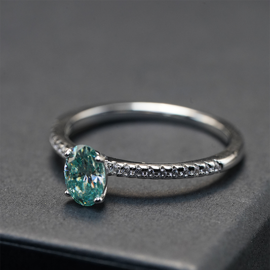 Blue Oval Engagement Ring