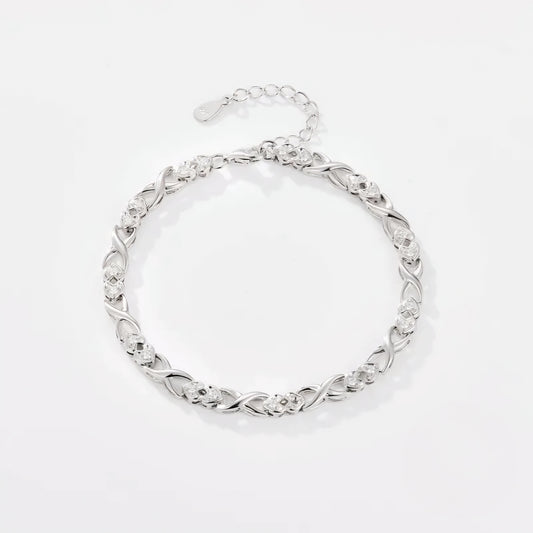 Silver Bracelet with Heart-Shaped Links