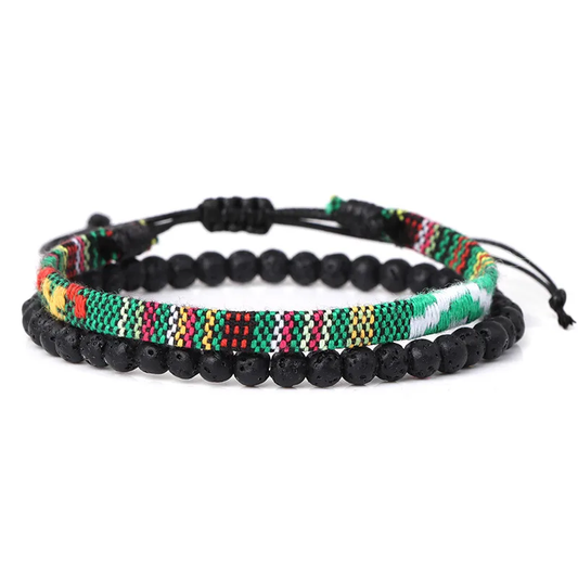 Woven Thread Bracelet with Natural Stones for Men