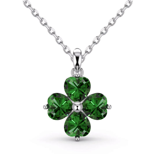 Clover Necklace with Green Hearts