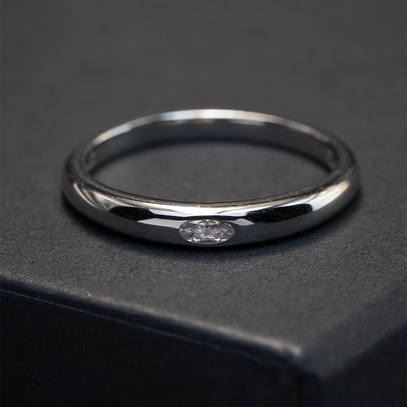 Moissanite Oval-Cut Band Ring