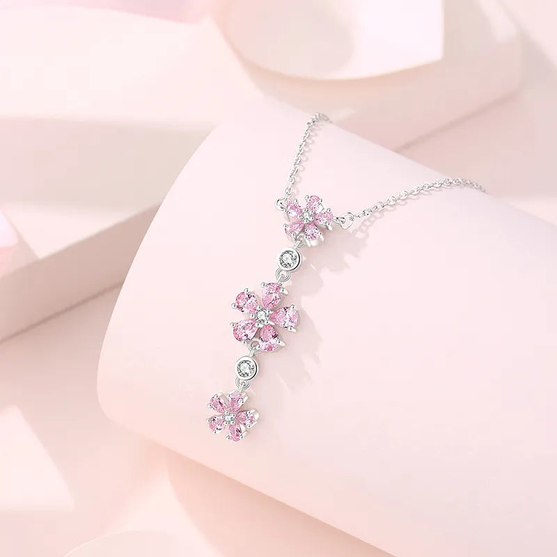 Silver Cherry Blossom Necklace