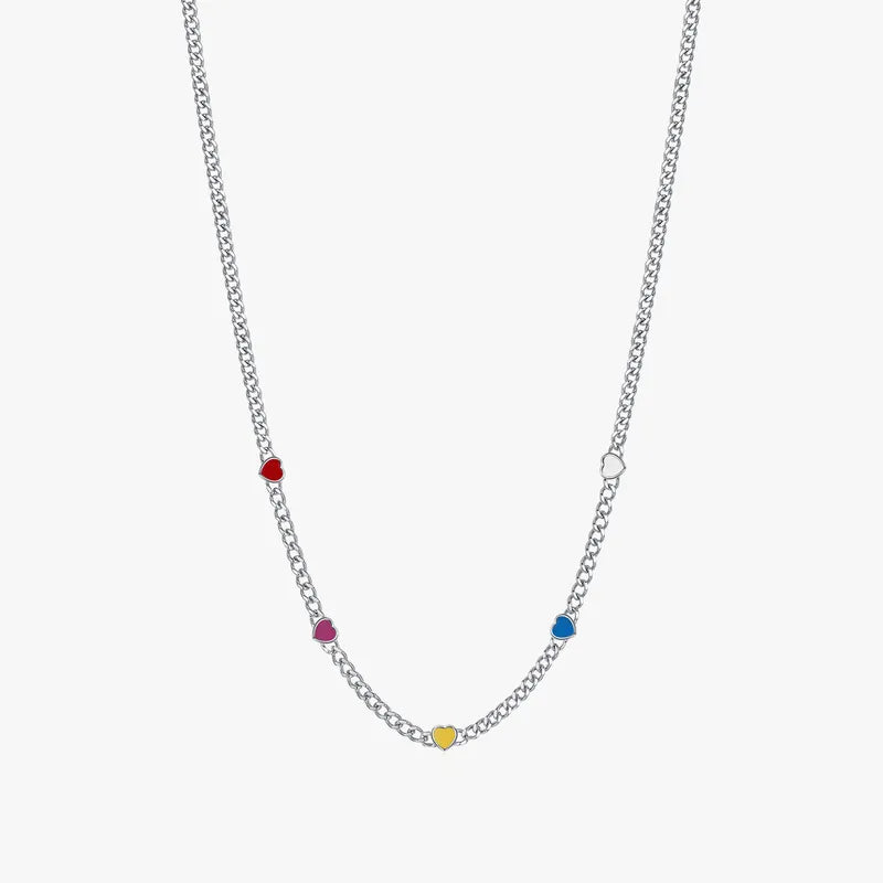 Cuban Necklace with Heart Links