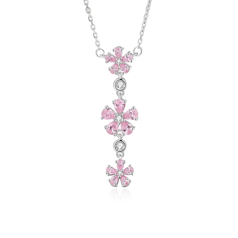 Silver Cherry Blossom Necklace