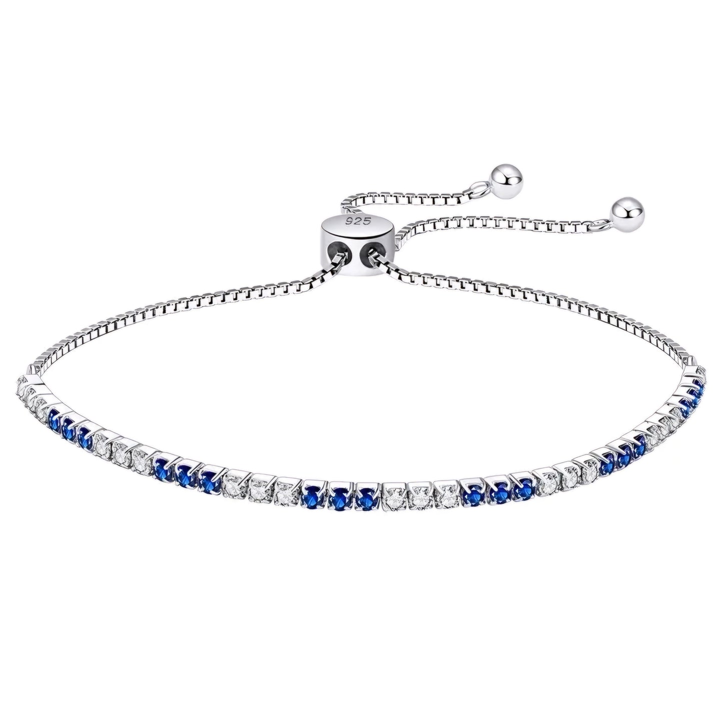 Silver Bracelet with Blue and White Zirconia