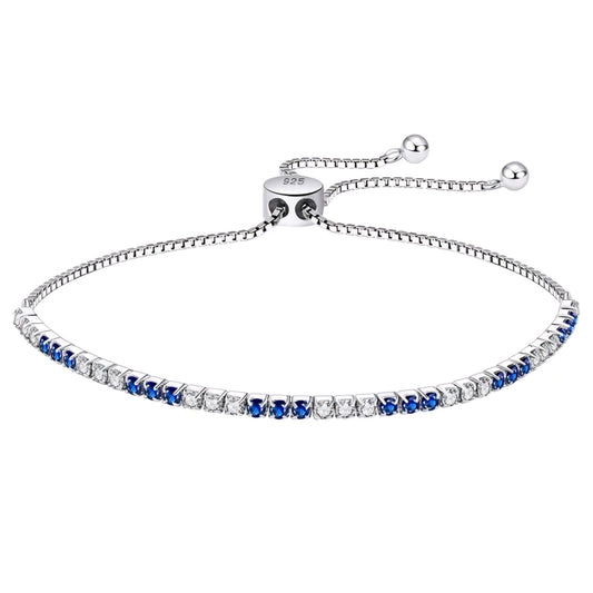 Silver Bracelet with Blue and White Zirconia